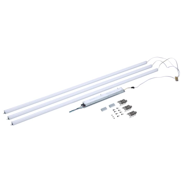 Satco 65-1336 50W/45W/40W/35W/30W Wattage Selectable LED Light Bar Retrofit Kit 3000K/3500K/4000K/5000K/6500K CCT Selectable 3-Bars 4 Feet 120-277 Volt Silver Finish