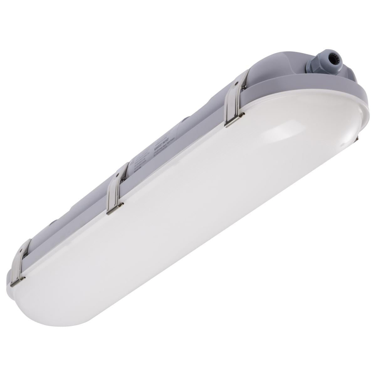 Satco 65-823 2 Foot 20 Watt Vapor Proof Linear Fixture with Integrated Microwave Sensor CCT Selectable IP65 and IK08 Rated