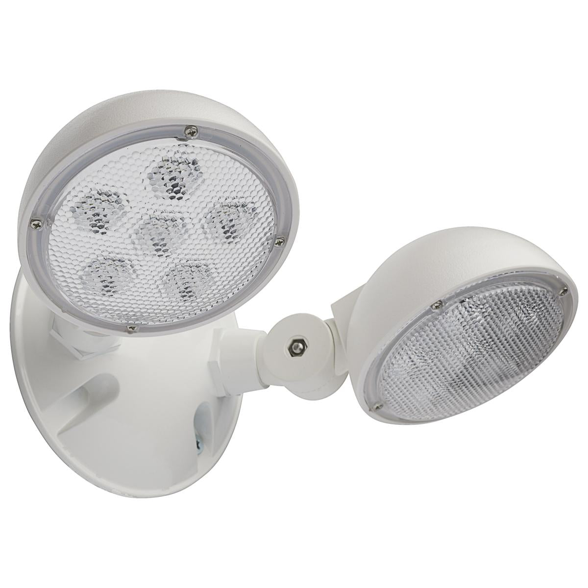 Satco 67-143 REMOTE EMERG LIGHT WP DH SV Remote Emergency Light; 1.5 Watt; Weatherproof Low Power Dual Head; White Finish; 3.6 Volt