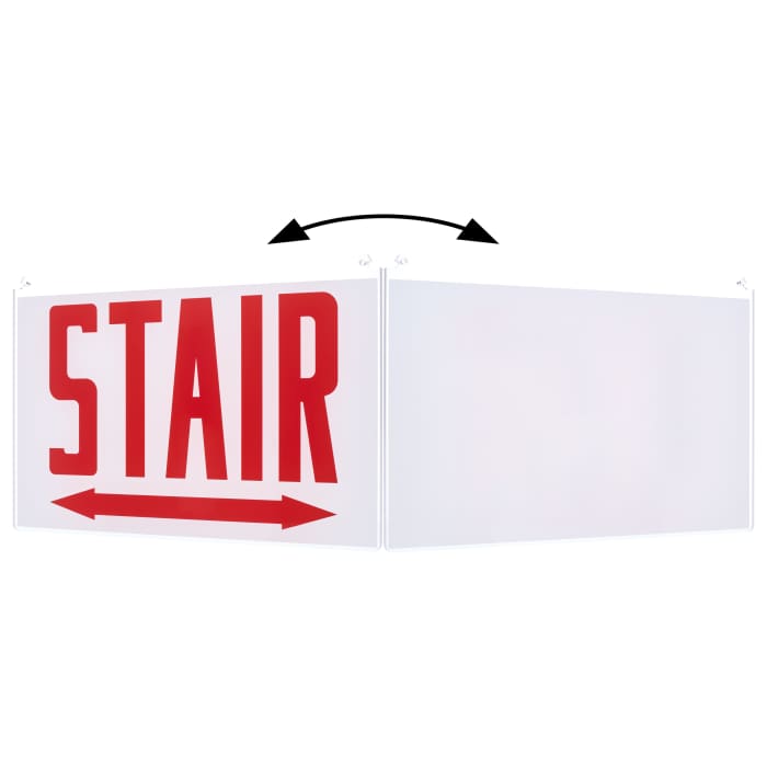 Satco 67-367 Edge Lit Exit Sign Panel Accessory White Single-Face Plastic Panel Red STAIR Signage Double Direction Arrow For Use with Edge Lit Chicago Signs and Combos