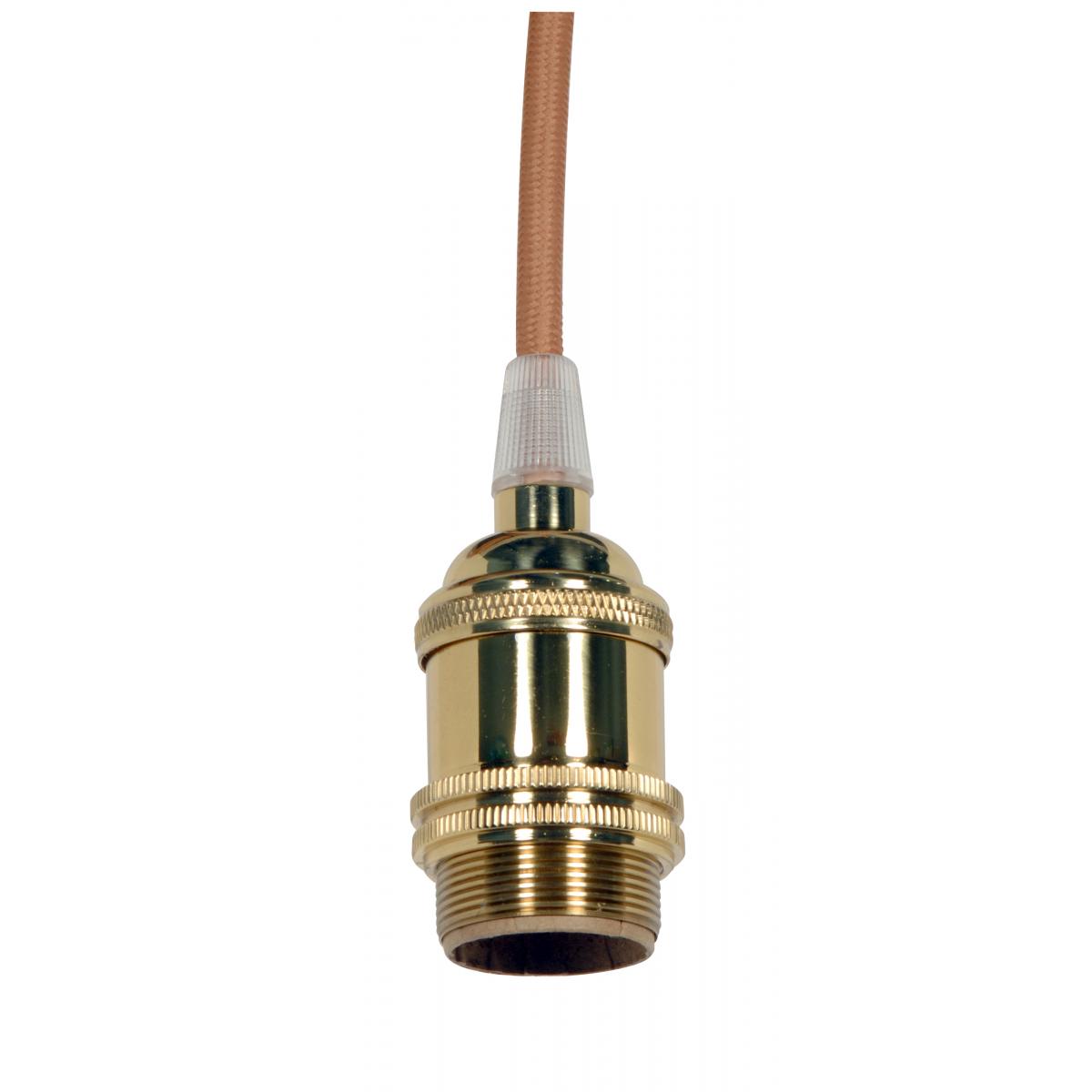 Satco 80-2459 Keyless Lampholder 4 Piece Stamped Solid Brass Prewired 2 Uno Rings 2 Bushings Gold Wire Polished Brass Finish 660W 250V