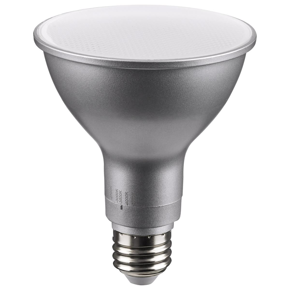 Satco S11585 11 Watt PAR30LN LED Medium Base Silver Finish CCT Selectable 120 Volt 25 Degree Beam Angle