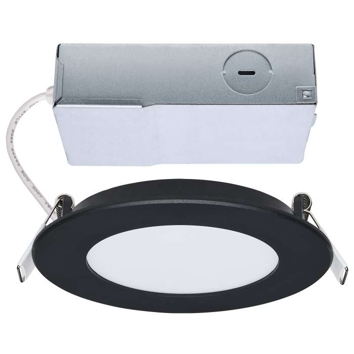 Satco S11685 8WLED/DW/4/CCT/RND/FL/RD/BK 8 Watt LED Direct Wire Performer Series Downlight Remote Driver 4 Inch 27K/3K/35K/4K/5K CCT Selectable Round Flat Face Black Finish