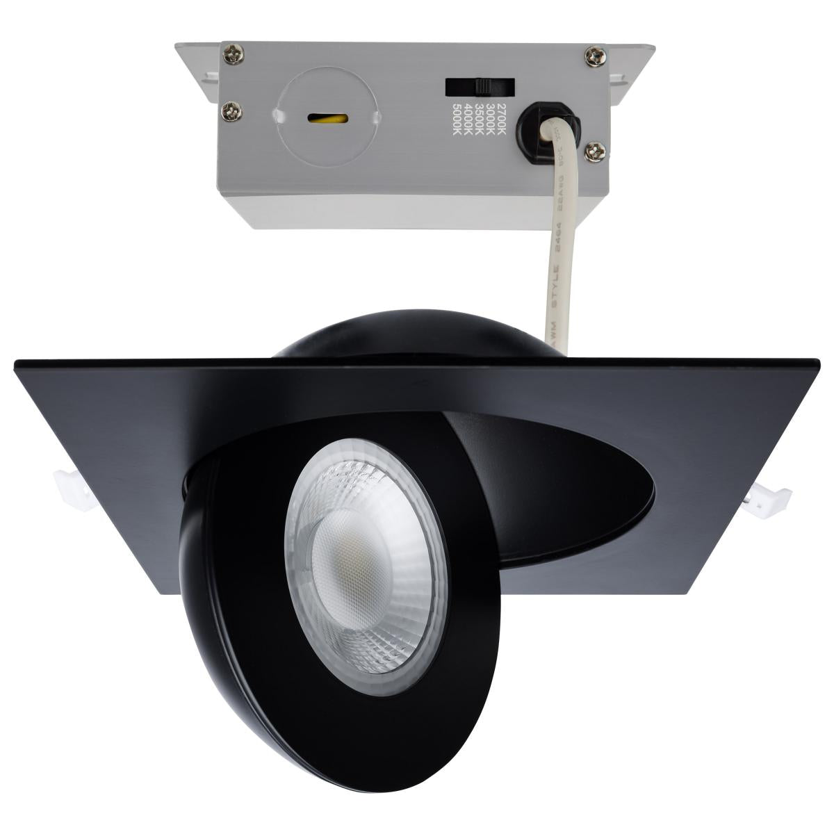 Satco S11863 15 Watt CCT Selectable LED Direct Wire Downlight Gimbaled 6 Inch Square Remote Driver Black