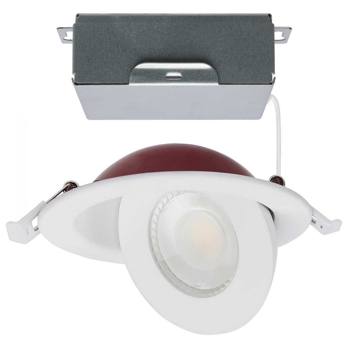 Satco S11880 9 Watt LED Fire Rated 4 Inch Direct Wire Directional Downlight Round Shape White Finish CCT Selectable Dimmable 120 Volts