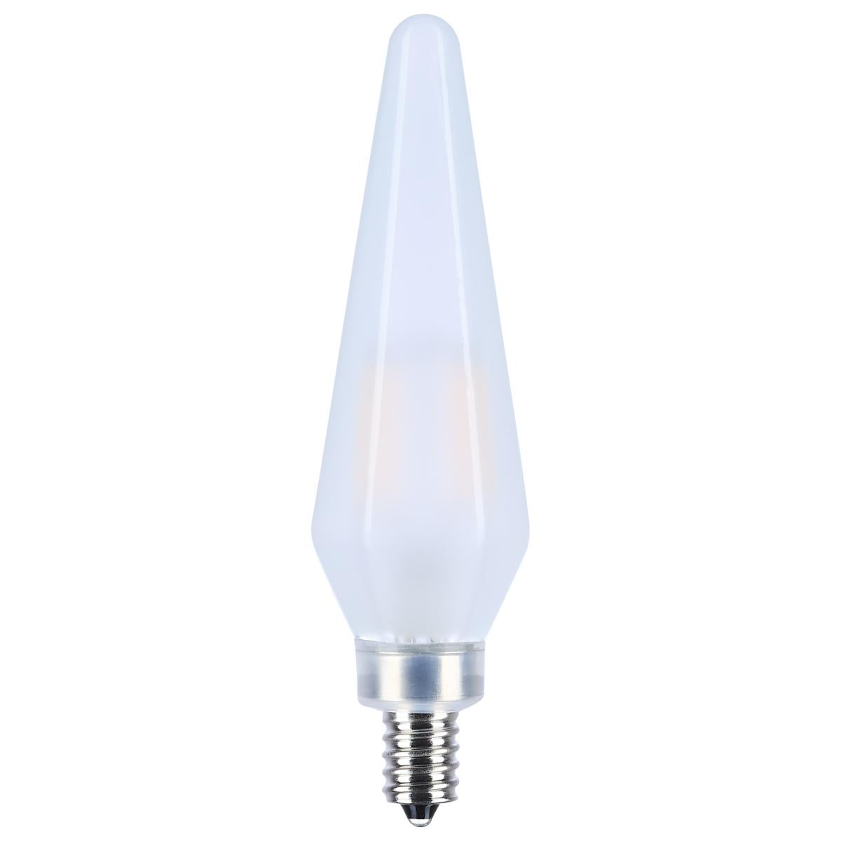 Satco S12141 2 Watt Prismatic HX11 LED 2700K CCT Candelabra Base 120 Volt Frost Finish 2-Card