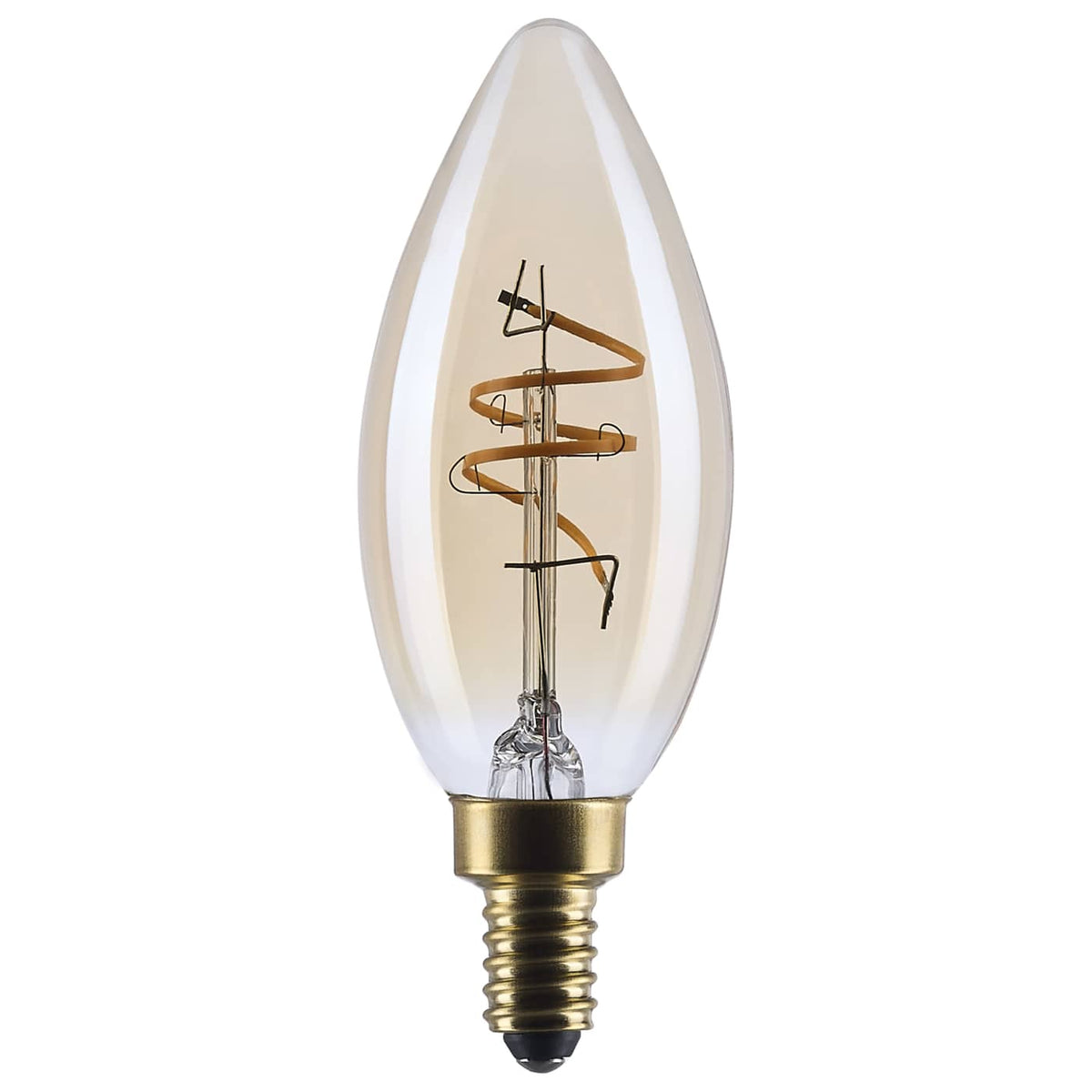 Satco S14218 3.5 Watt C11 LED 2000K CCT Candelabra Base Clear Glass Amber Coil Filament Dimmable 120 Volt