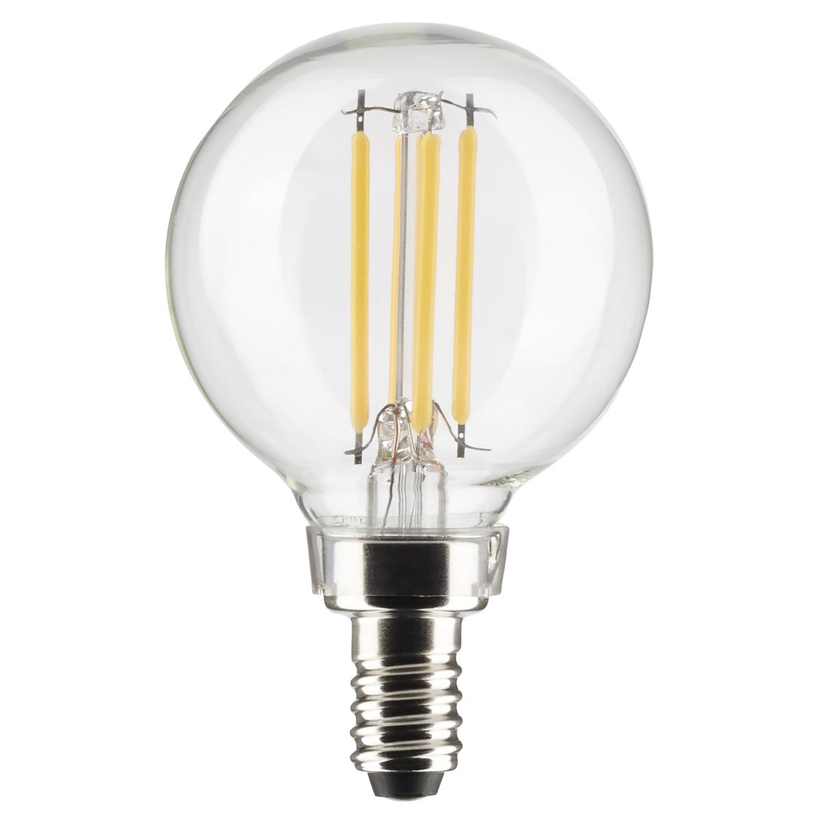 Satco S21810 4 Watt G16.5 LED Clear Candelabra Base 2700K 350 Lumens 120 Volt 2-Pack