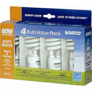 Replacement for Satco S6236 13T2/E26/4100K/120V/4PK 13W T2 CFL 60W Equal 4100K CW - 4 Pack - NOW LED