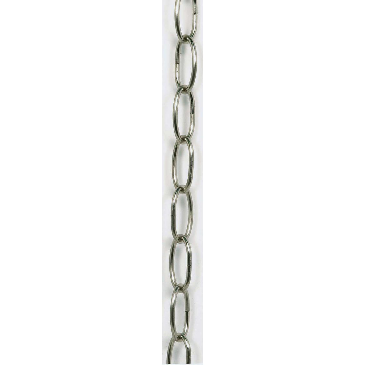 Satco 25-1069 3 Ft.; 8 Gauge Chain; Brushed Nickel Finish; 1-1/2 in.; Link Len; 7/8 in.; Link Wid; 1/8 in.; 1 yd. 24 yd./Ctn; 35lbs Max