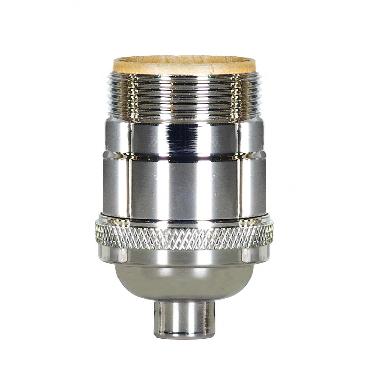 Satco 80-1057 Short Keyless Socket 1/8 IPS 4 Piece Stamped Solid Brass Polished Nickel Finish 660W 250V Uno Thread