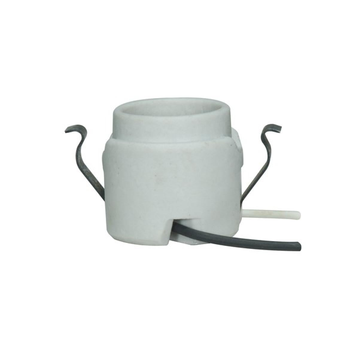 Satco 80-1263 Keyless Porcelain Socket With Rim And Double Snap-In Clip 28" AWM B/W 150C Leads CSSNP Screw Shell Unglazed 660W 250V