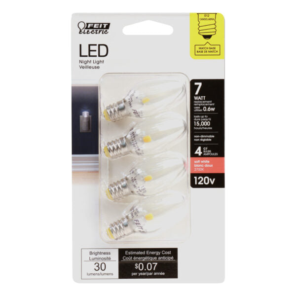 FEIT BP7C7/827/LED/4 - 7 Watt Equivalent Warm White Cand. Base E12 4 Pack