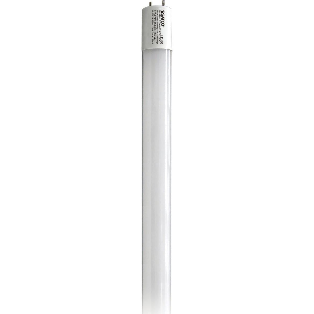 Satco S11961 10.5 Watt T8 LED 4Ft 3500K Medium Bi Pin base Type B Ballast Bypass Single or Double Ended Wiring