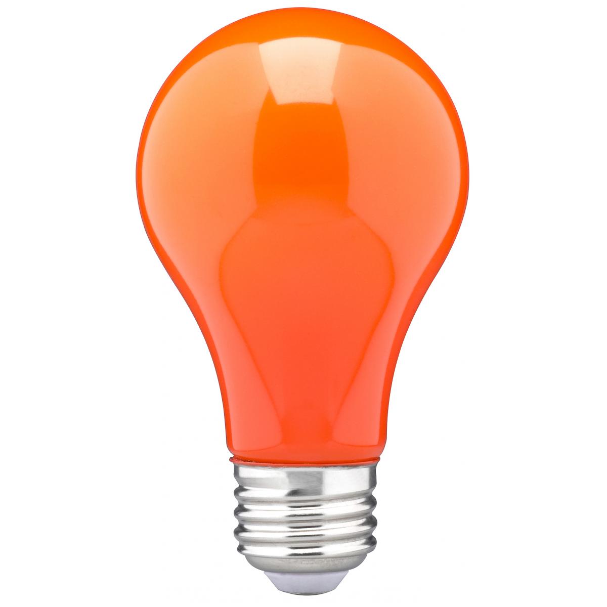 Satco S14988 8 Watt A19 LED Ceramic Orange Medium base 360 deg. Beam Angle 120 Volt
