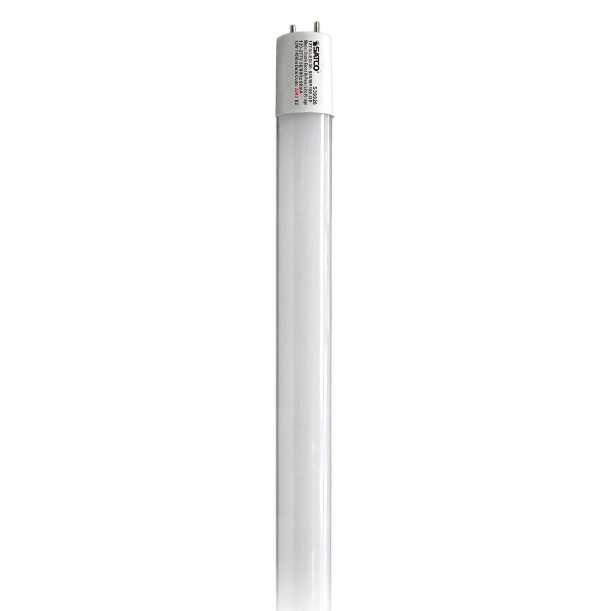 Satco S39926 12 Watt T8 LED 3Ft 3000K Medium Bi Pin base Type B Ballast Bypass Single or Double Ended Wiring