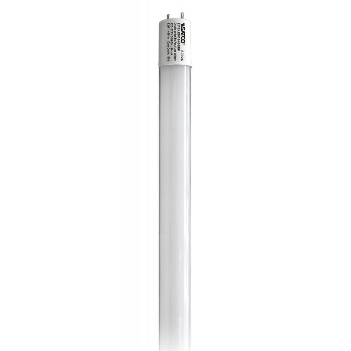 Replacement for Satco S9926 12T8/LED/36-830/BP 120-277V 12 Watt T8 LED Medium bi-pin base 3000K Type B Ballast Bypass 1400 Lumens