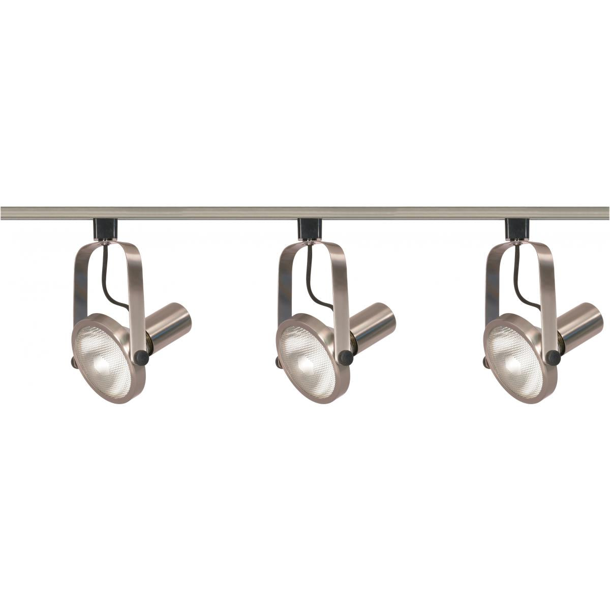 Satco TK343 3 Light - PAR30 - Gimbal Ring Track Kit - 4 foot Track - Brushed Nickel