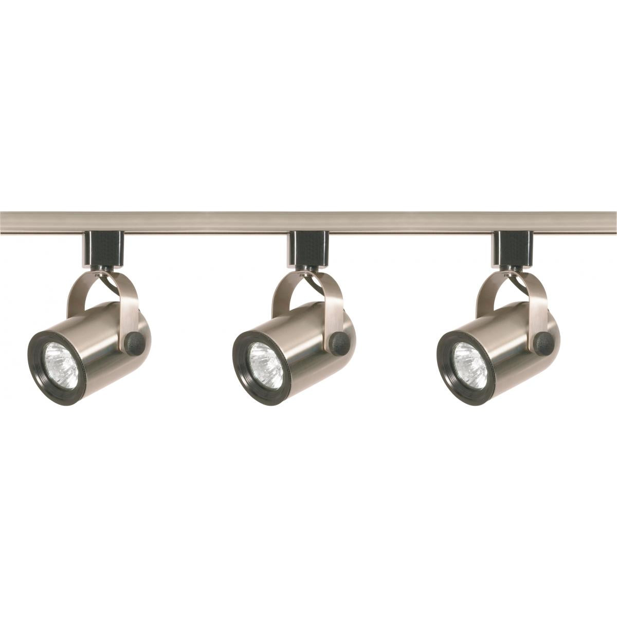 Satco TK354 3 Light - MR16 - Round Back Track Kit - 4 foot Track - Line Voltage - Brushed Nickel