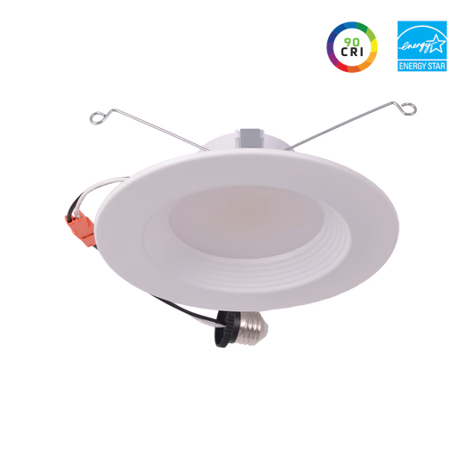 EIKO 16500 RDR6-PS-9FCCT-D-WHB Downlight Retrofit, 6IN 15/11.5/7.9W 90CRI 27/30/35/40/50K 120V Triac Dim White Baffle