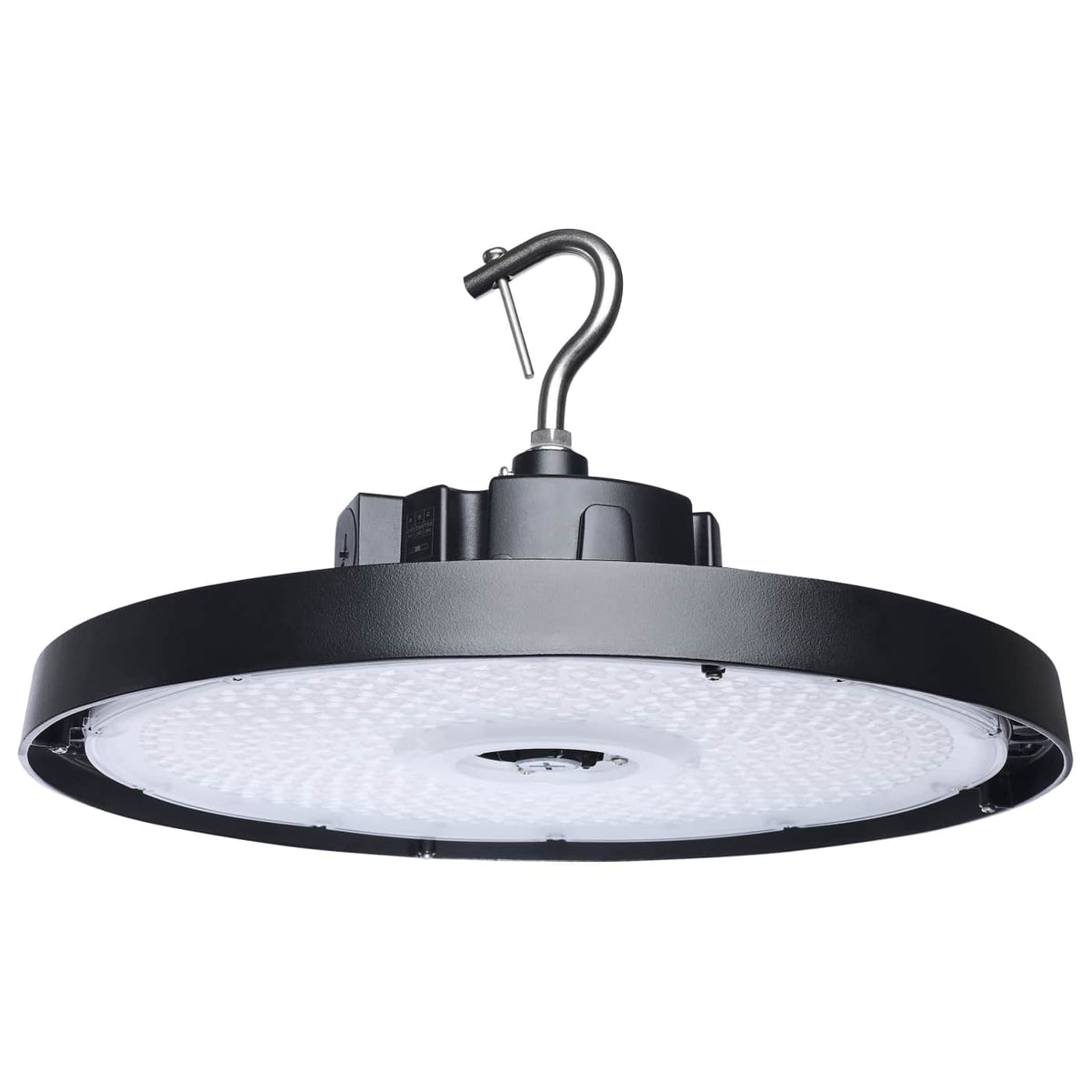 Satco 65-1521 240/200/150 Wattage Selectable LED UFO High Bay  3K/4K/5K CCT Selectable  60/80/100 Beam Angle Selectable  Black Finish  120-347 Volt