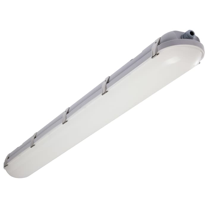 Satco 65-837 4' LED EM LINEAR VAPOR PROOF 40/50/60 Watt LED 4 Foot Linear Vapor Proof Fixture 3K/4K/5K CCT Selectable 120-347 Volt Gray Finish