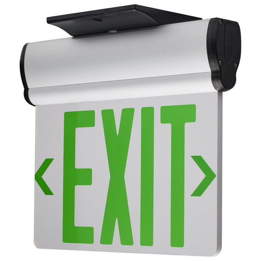 Satco 67-110 Green (Mirror) Edge Lit LED Exit Sign, 90min Ni-Cad backup, 120/277V, Dual Face, Top/Back/End Mount