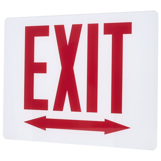 Satco 67-323 Exit Sign Panel Accessory White Glass Panel Red EXIT Signage Double Direction Arrow For Use with Steel Chicago Signs and Combos