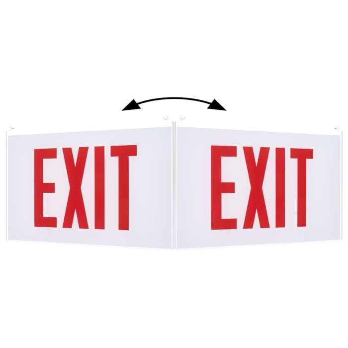 Satco 67-370 Edge Lit Exit Sign Double-Sided Panel Accessory White Double-Face Plastic Panel Red EXIT Signage No Arrows For Use with Edge Lit Chicago Signs and Combos