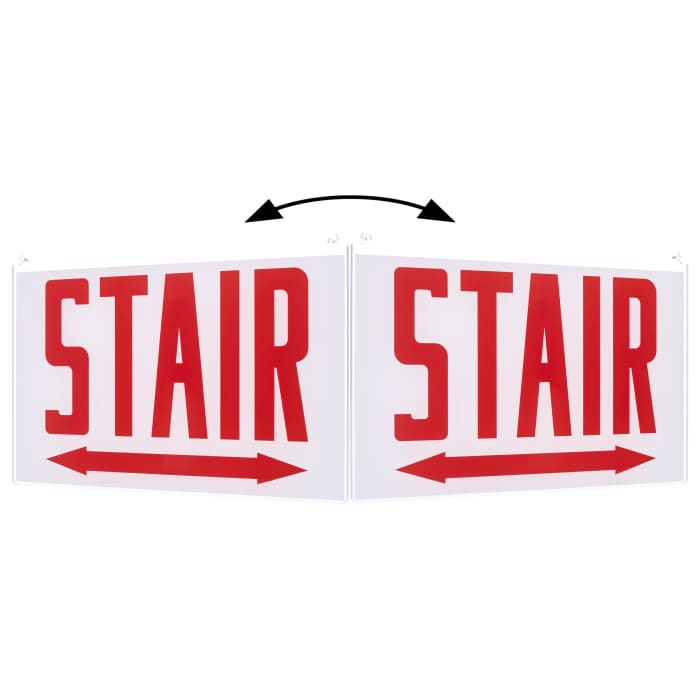 Satco 67-375 Edge Lit Exit Sign Double-Sided Panel Accessory White Double-Face Plastic Panel Red STAIR Signage Double Direction Arrows For Use with Edge Lit Chicago Signs and Combos