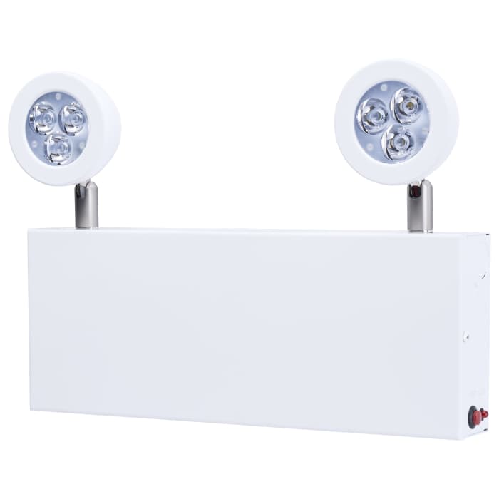 Satco 67-381 Emergency Light Chicago Approved White Housing 120-277V 90min Backup Dual Head Surface Mounting Remote Capable