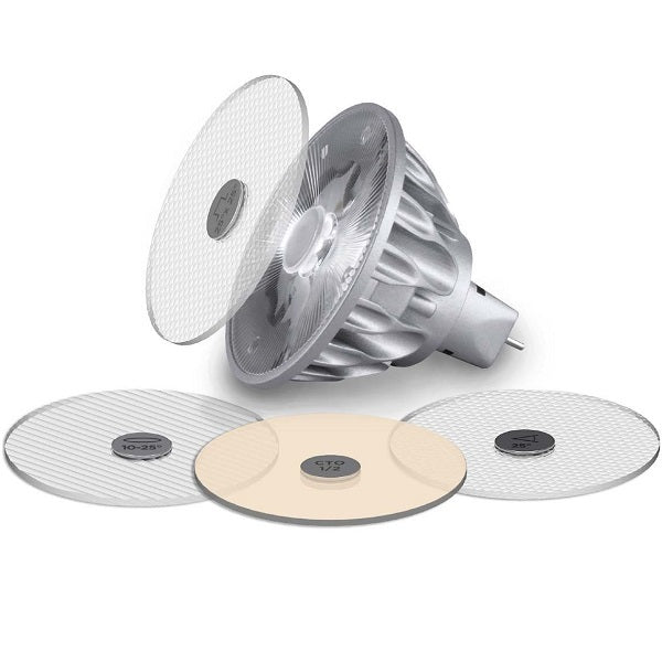 Soraa SNAP 2 inch 1/4 CTO color filter discs shown with LED lamp