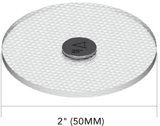 Soraa SNAP 2 inch linear beam spreader lens with 50 mm diameter measurement