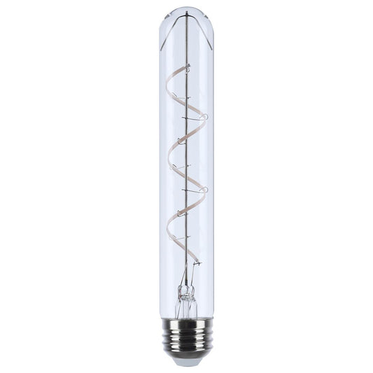 Satco S10522 6T9/CL/LED-GF/COIL/927/2CD 6 Watt LED; Reminiscent; Flex Gray Coil Filament; T9; Medium Base; 2700K CCT; Clear; 120 Volt; 2-Pack