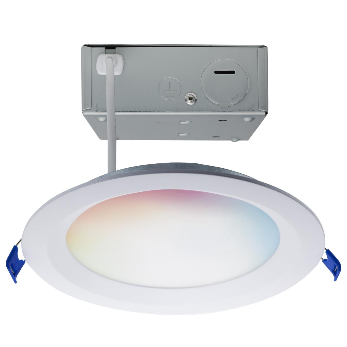Satco S11566 12 Watt LED Direct Wire Low Profile Regress Baffle Downlight 6 Inch Round Starfish IOT Tunable White and RGB 120 Volt 90 CRI White Finish