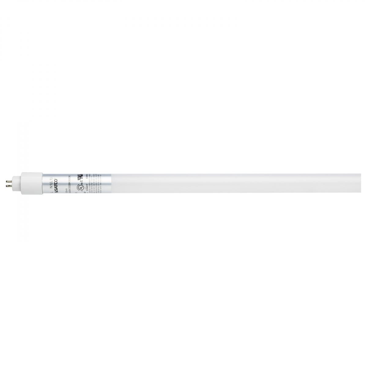 Satco S11650 9 Watt 2 Foot T5 LED CCT Selectable G5 Base Type B Ballast Bypass Single or Double Ended Wiring White Finish 120-277 Volt