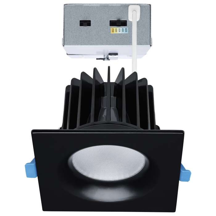 Satco S11674 24WLED/DW/DNL3/FS/SQ/DD/BK 16/20/24 Watt LED Remote Driver Downlight 27K/30K/35K/40K/50K CCT Field Selectable Square Black Finish Dual Dimming 120-277 Volt