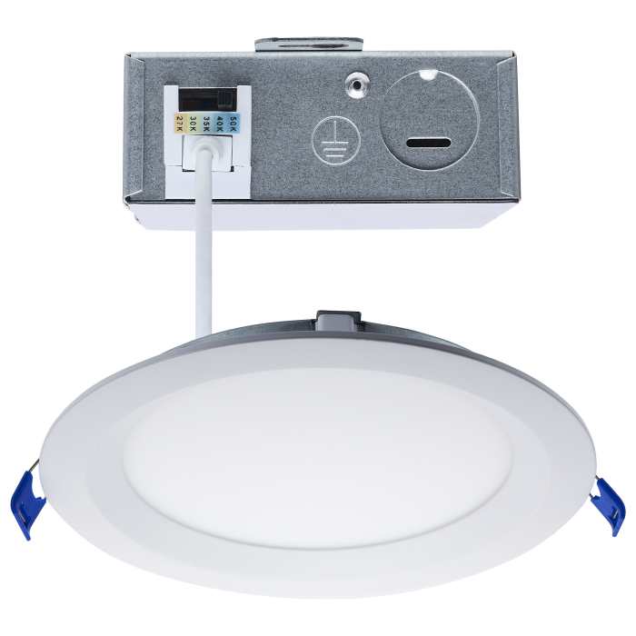 Satco S11870R1 10WLED/DW/4/CCT-SEL/RND/RD/WH 10 Watt LED Direct Wire Downlight Slimfit Smooth Baffle 4 Inch CCT Selectable Round Remote Driver White Finish