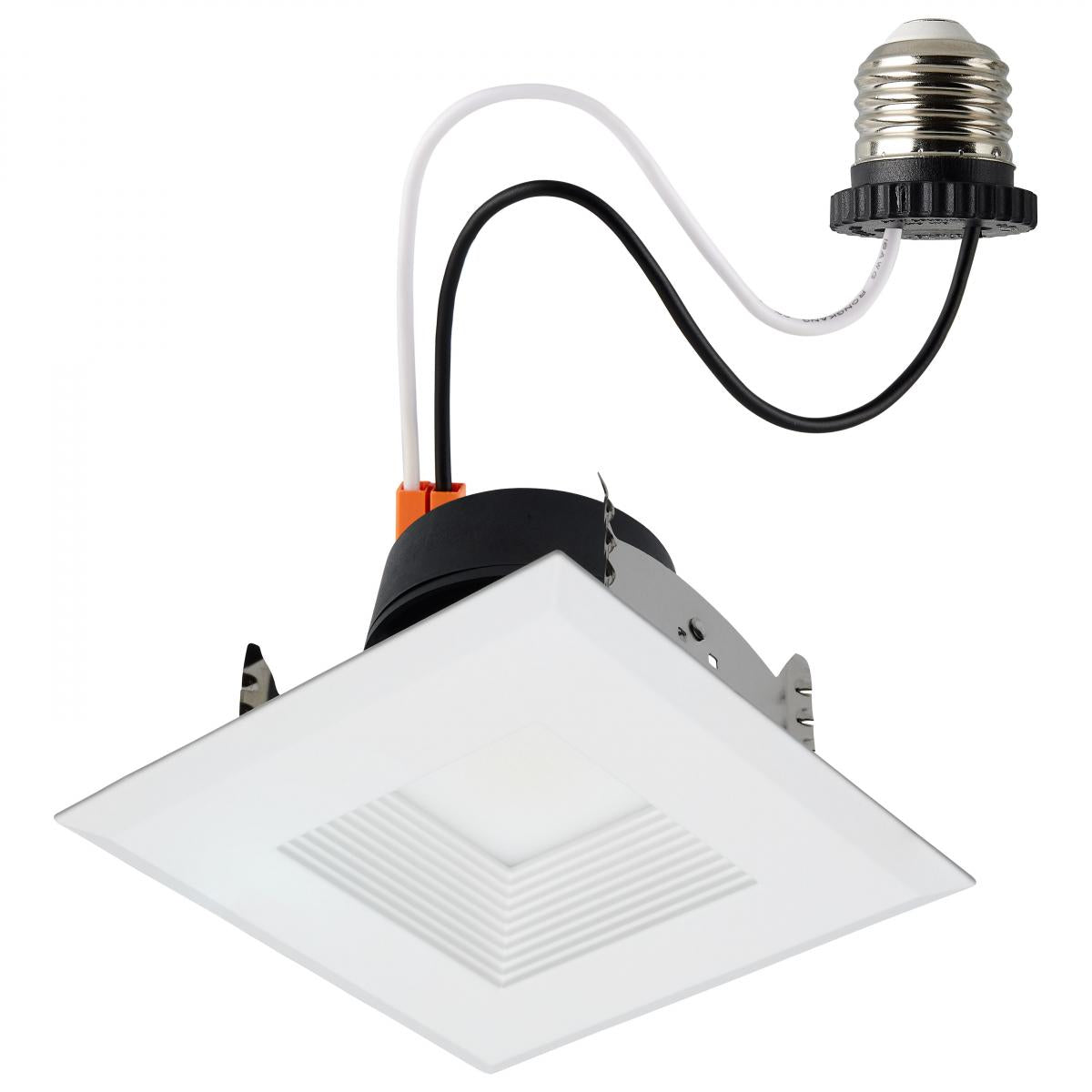 Satco S11884 Field Selectable LED Downlight Retrofit Deep Baffle 5.8/7/9.5 Watts 27K/30K/35K/40K/50K CCT 4 Inch Square Shape White Finish 120 Volts