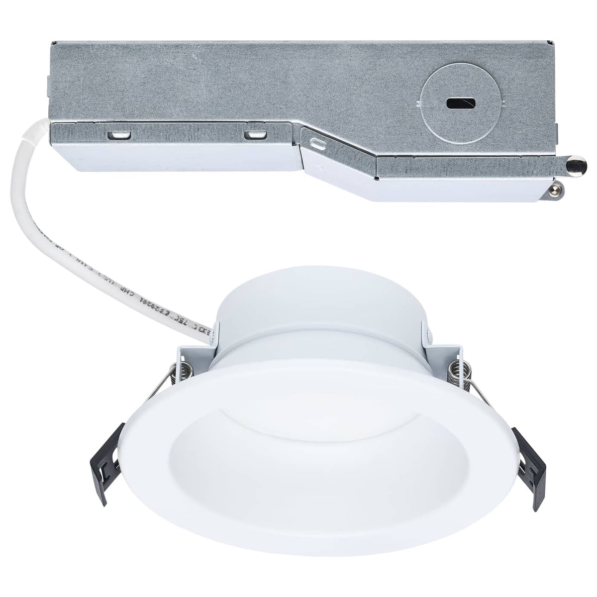 Satco S13510 Performer Series Commercial LED Downlight  4 Inch Round  12W/9W/6W Wattage Selectable  2700K/3000K/3500K/4000K/5000K CCT Selectable  Remote Driver  120-347 Volt  0-10V Dimming  Color trim accessories available