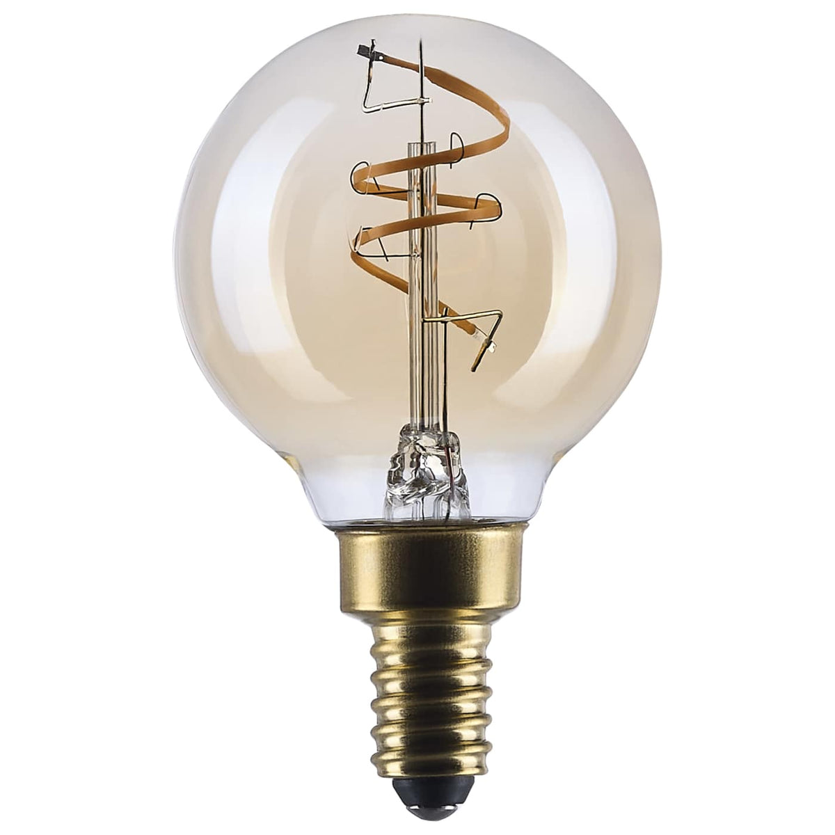 Satco S14209 3.5 Watt G16.5 LED  2000K CCT  Candelabra Base  Clear Glass  Amber Coil Filament  Dimmable  120 Volt