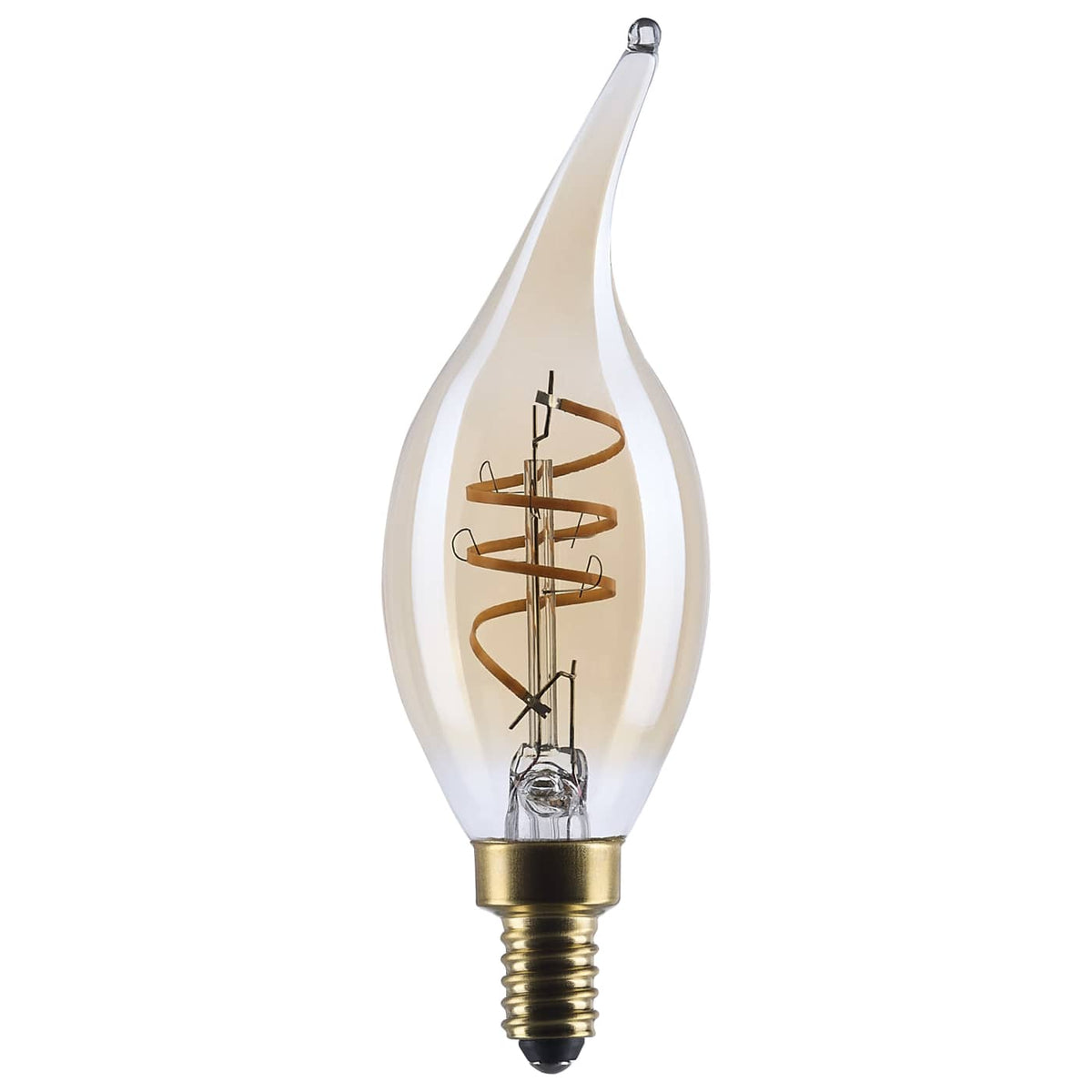 Satco S14221 5.5 Watt CA11 LED  2000K CCT  Candelabra Base  Clear Glass  Amber Coil Filament  Dimmable  120 Volt