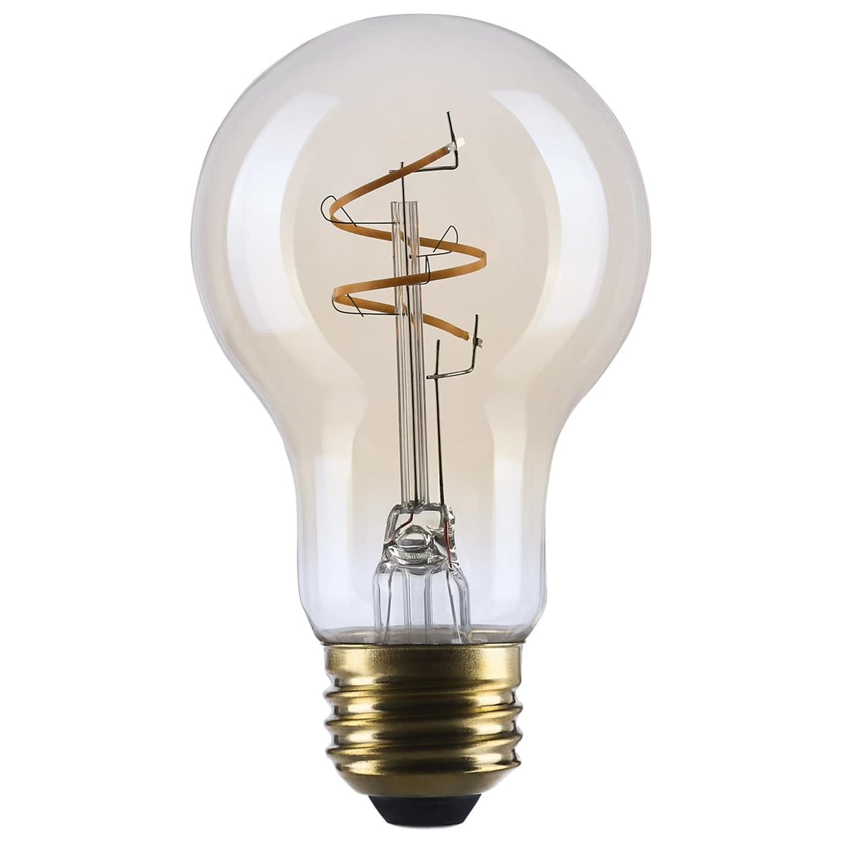 Satco S14226 3.5 Watt A19 LED  2000K CCT  Medium Base  Clear Glass  Amber Coil Filament  Dimmable  120 Volt