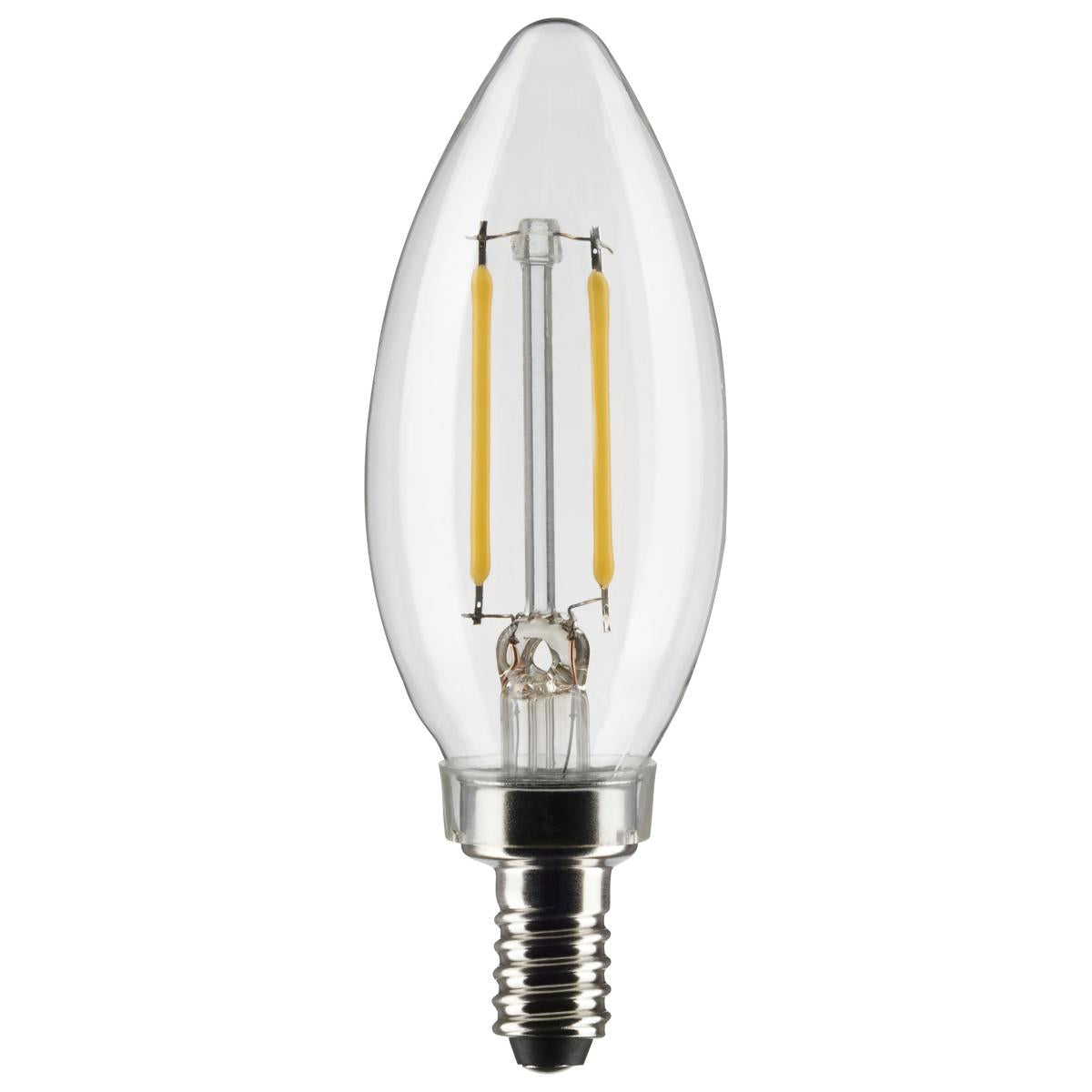 Satco S21817 3 Watt B11 LED Clear Candelabra Base 2700K 200 Lumens 120 Volt 2-Pack