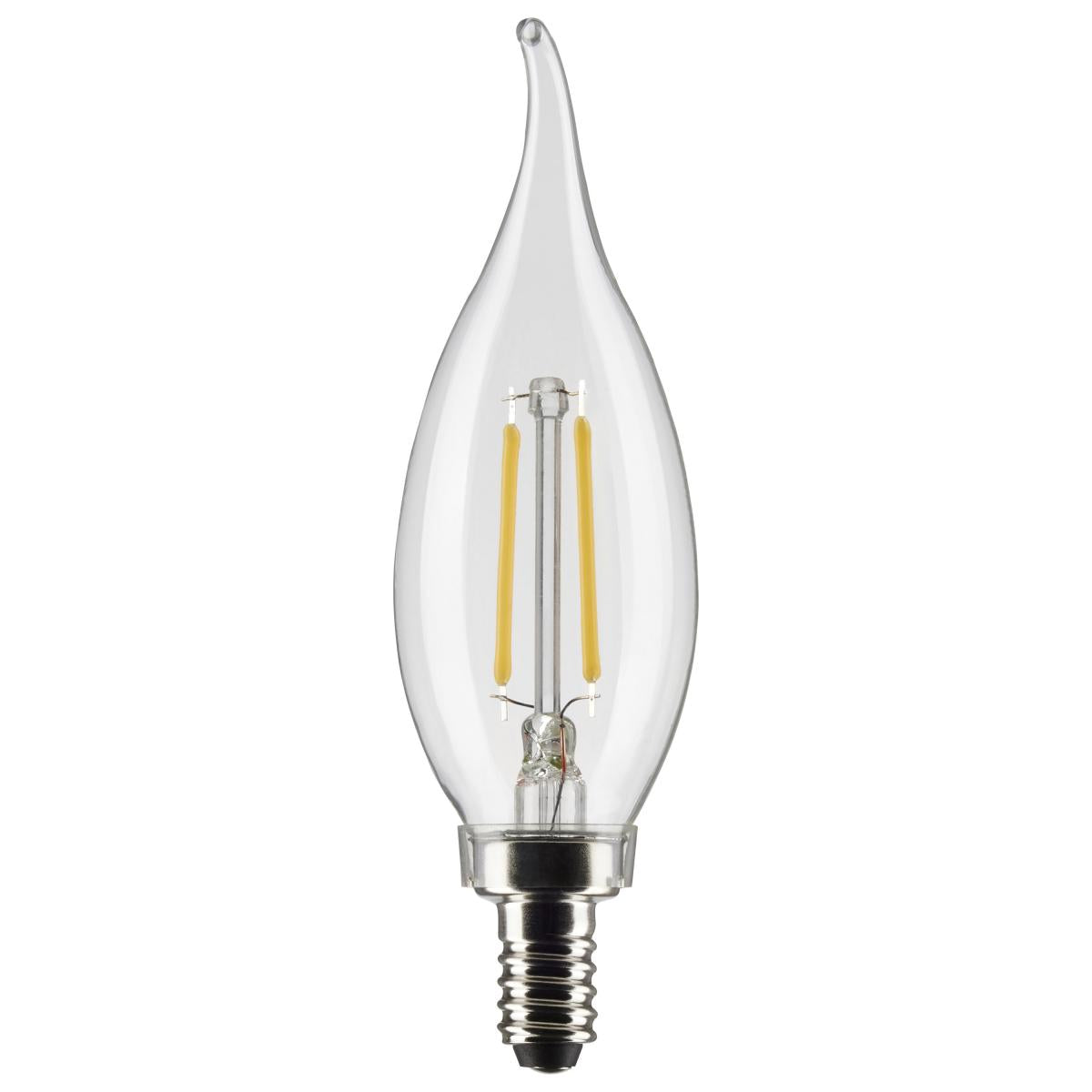 Satco S21840 4 Watt CA10 LED Clear Candelabra Base 2700K 350 Lumens 120 Volt 2-Pack