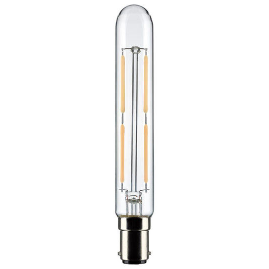 Satco S21861 4 Watt T6.5 LED Clear Bayonet Double Contact Base 3000K 400 Lumens 120 Volt