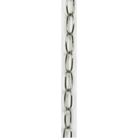 Satco 25-1069 3 Ft.; 8 Gauge Chain; Brushed Nickel Finish; 1-1/2 in.; Link Len; 7/8 in.; Link Wid; 1/8 in.; 1 yd. 24 yd./Ctn; 35lbs Max