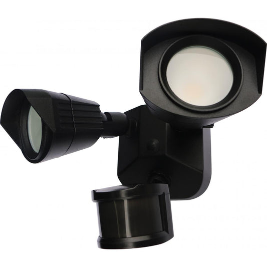 Satco 65-215 LED Security Light; Dual Head; Black Finish; 3000K; Motion Sensor