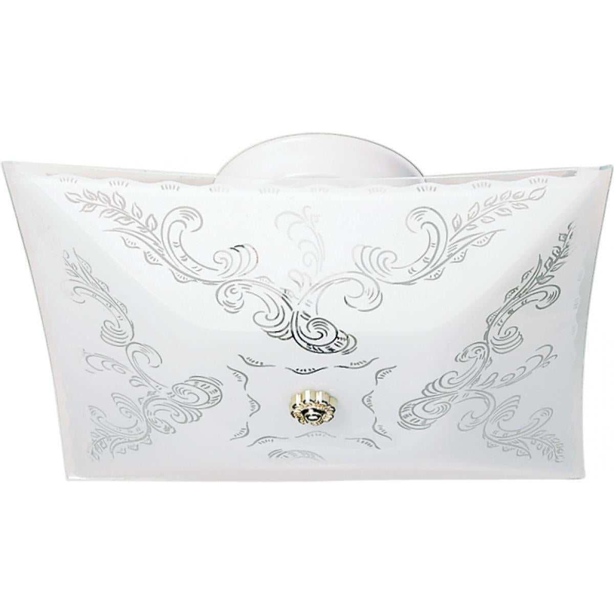 Satco 77-126 2 Light - 12" - Ceiling Fixture - Square Floral - White Finish