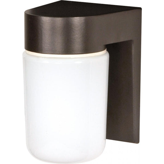 Satco 77-138 1 Light - 8" - Utility Wall Mount - With White Glass Cylinder - Bronzotic Finish